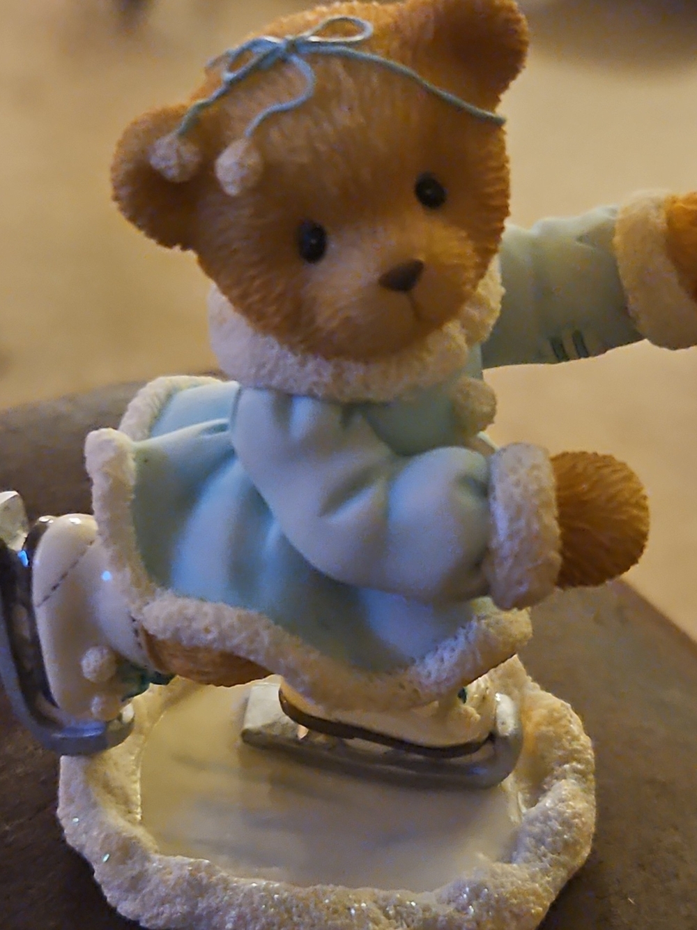 Cherished Teddies Blue and Cream Ice Skating Bear Figurine